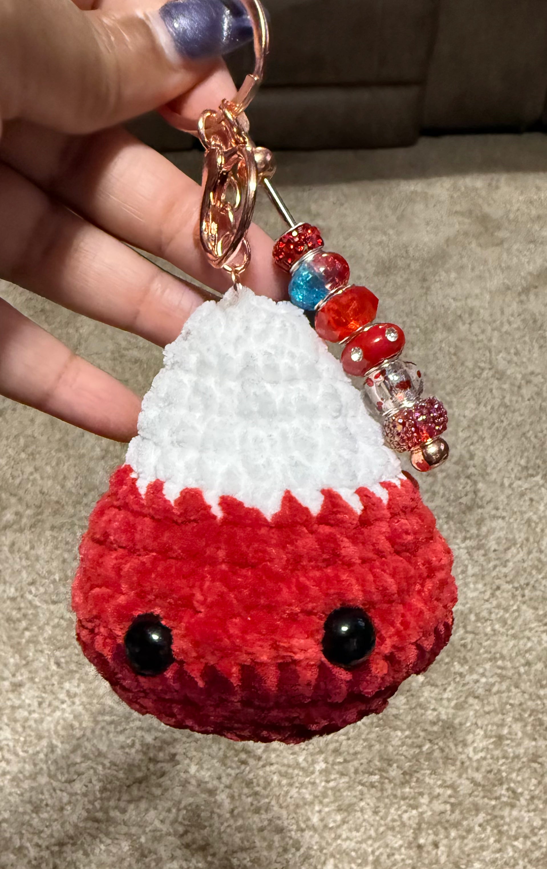 Red Crochet Candy Korn Keychain