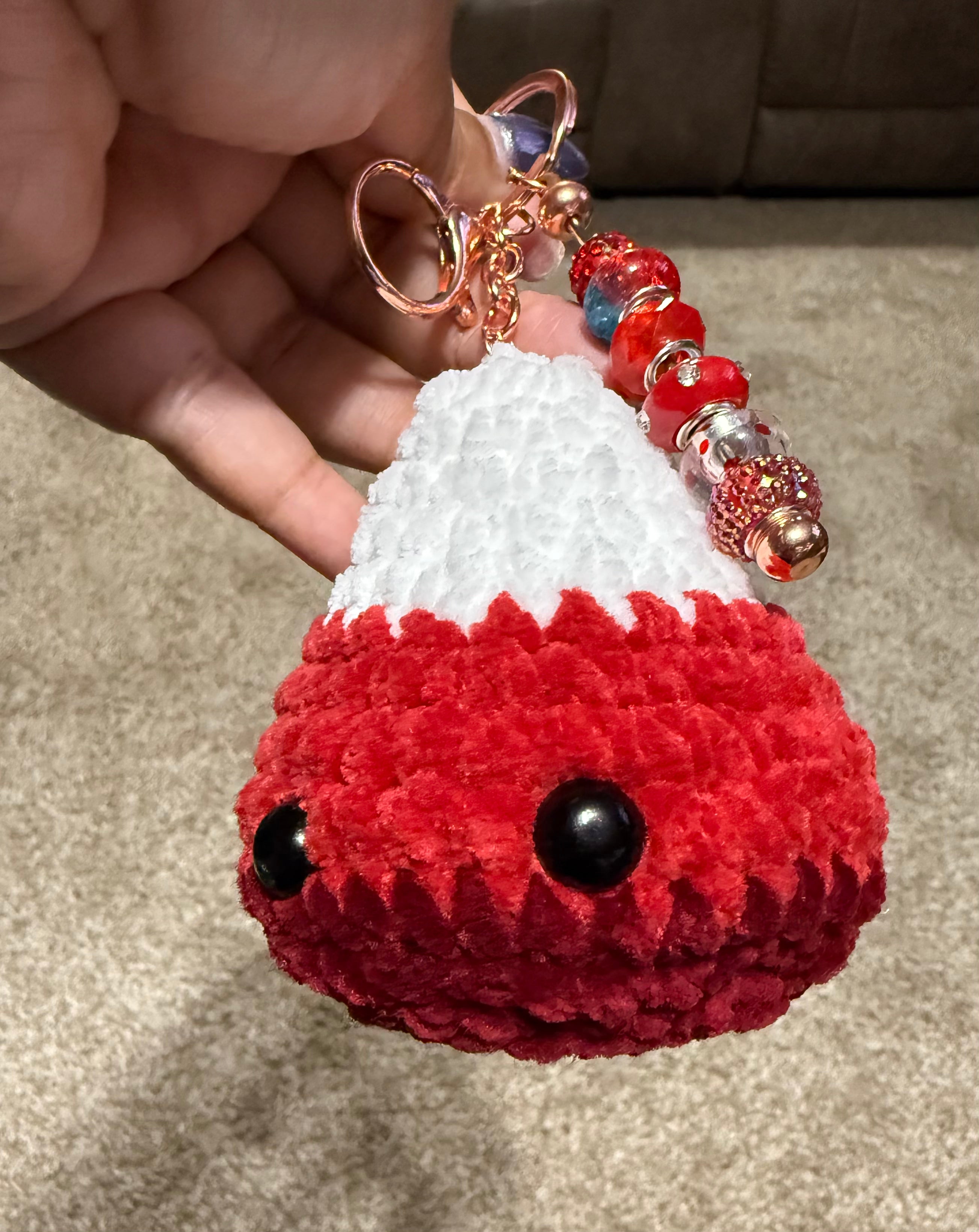 Red Crochet Candy Korn Keychain