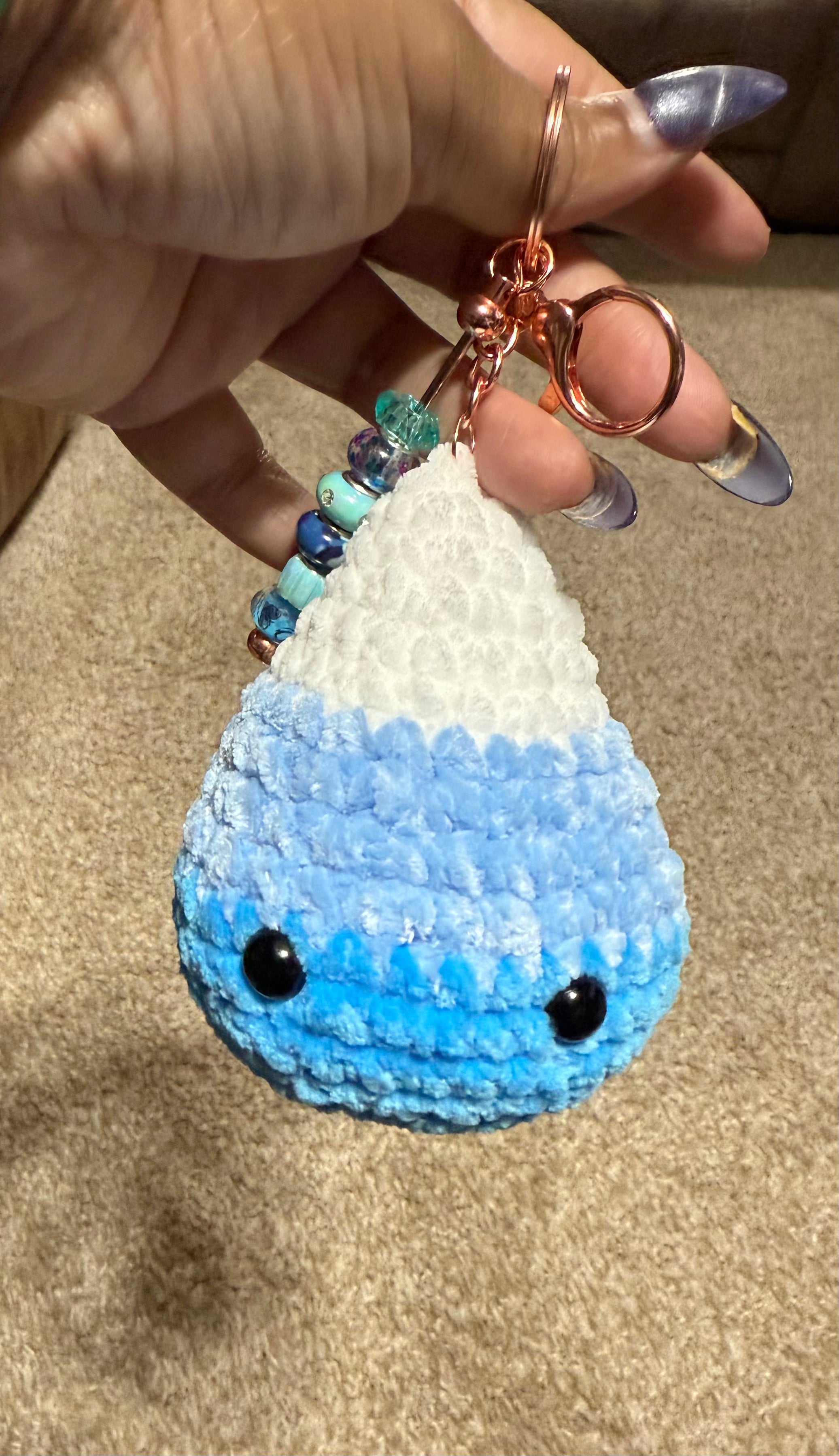 Blue Crochet Candy Korn Keychain