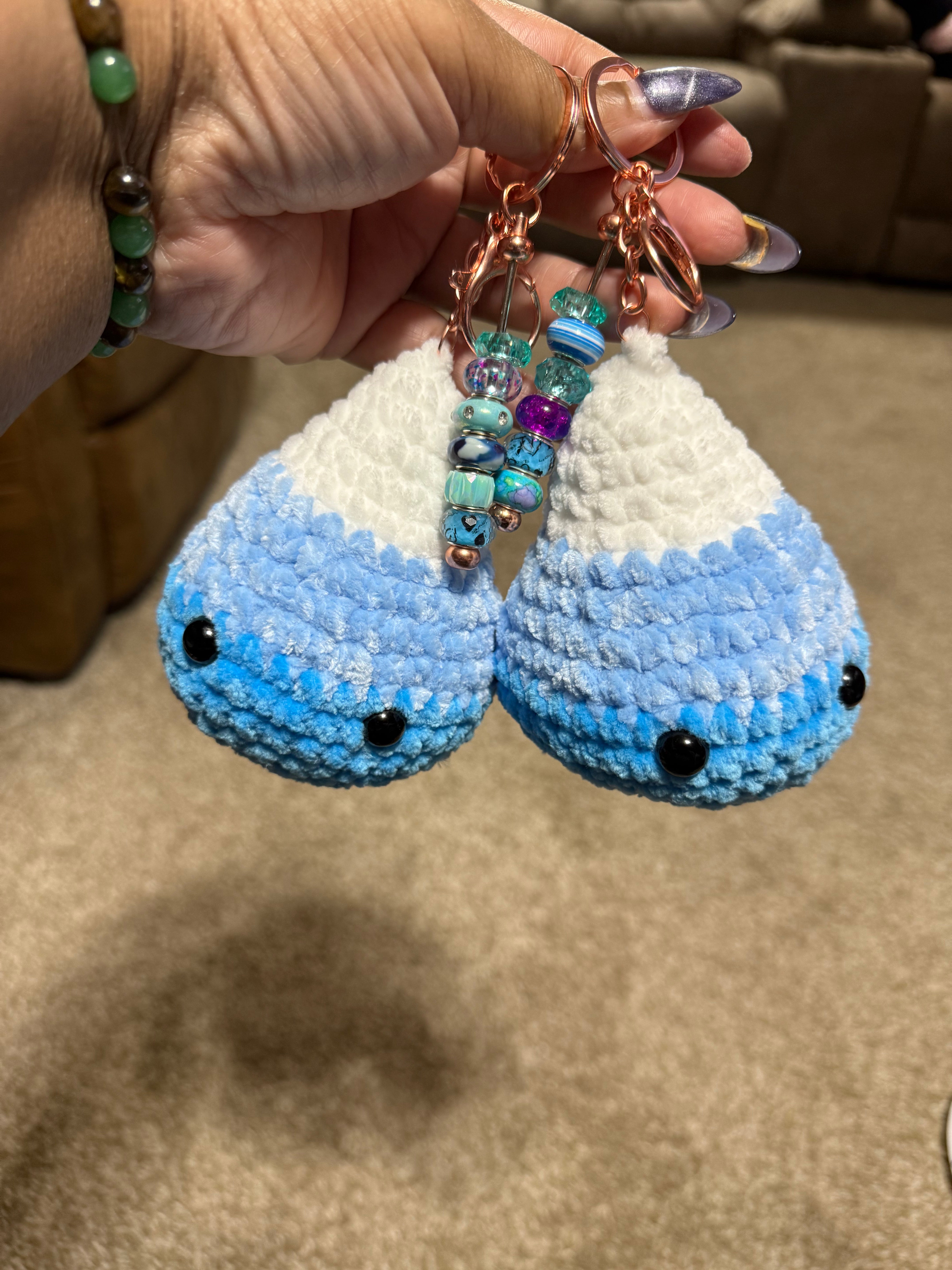 Blue Crochet Candy Korn Keychain
