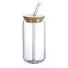 Happy 420- 16oz Clear Beer Glass Can with Bamboo Wood Lid