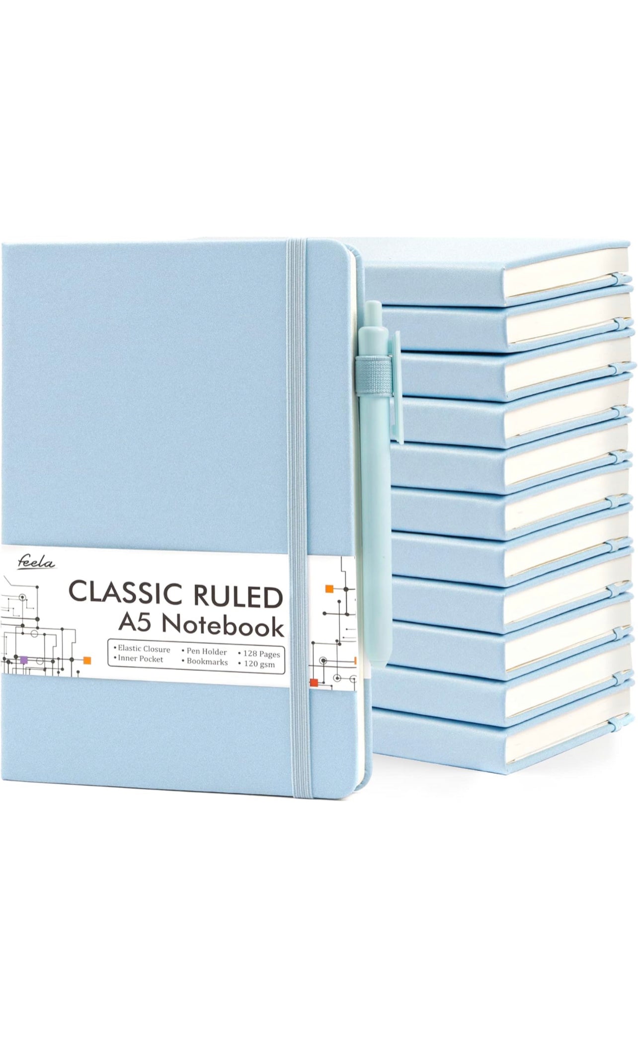 Design Personalized Faux Leather Hardcover Journal-Light Blue