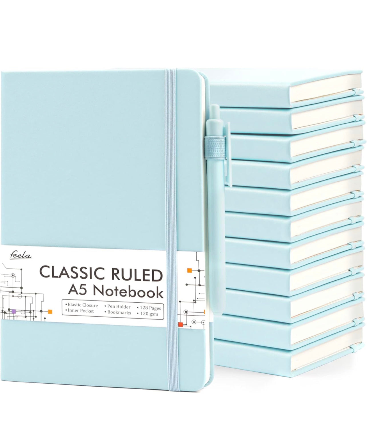 Zodiac Personalized Faux Leather Hardcover Journal- Sky Blue