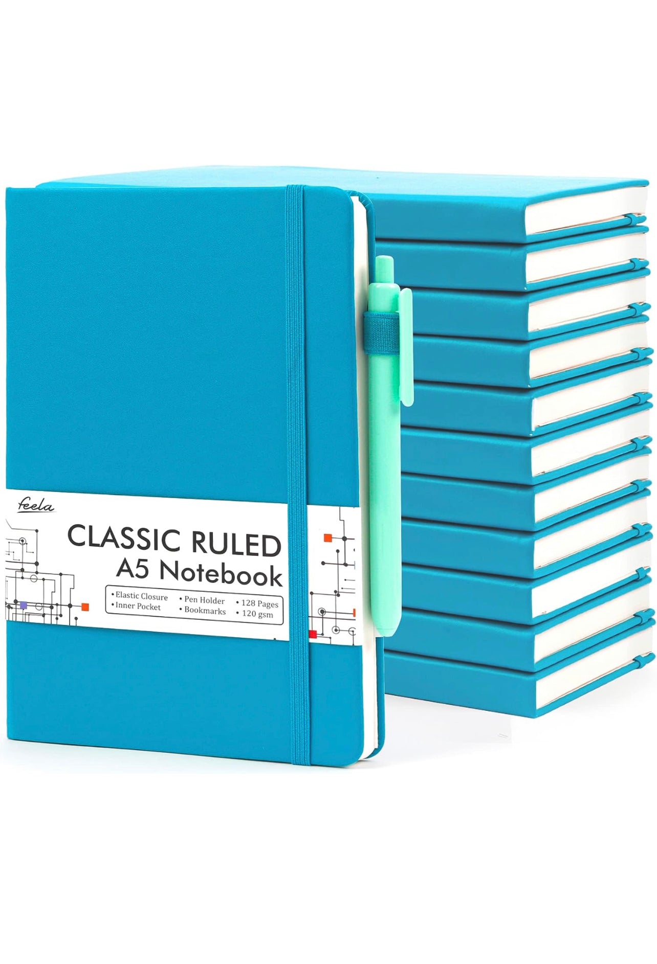 Zodiac Personalized Faux Leather Hardcover Journal-Teal