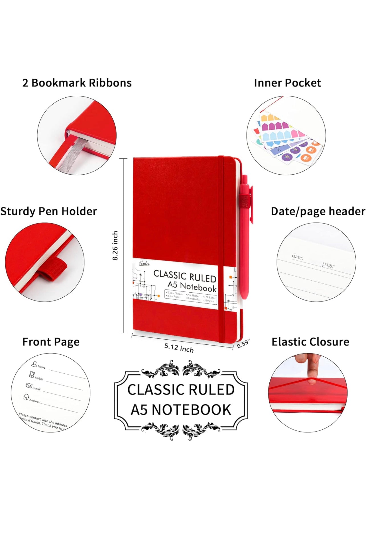 Design Personalized Faux Leather Hardcover Journal-Red