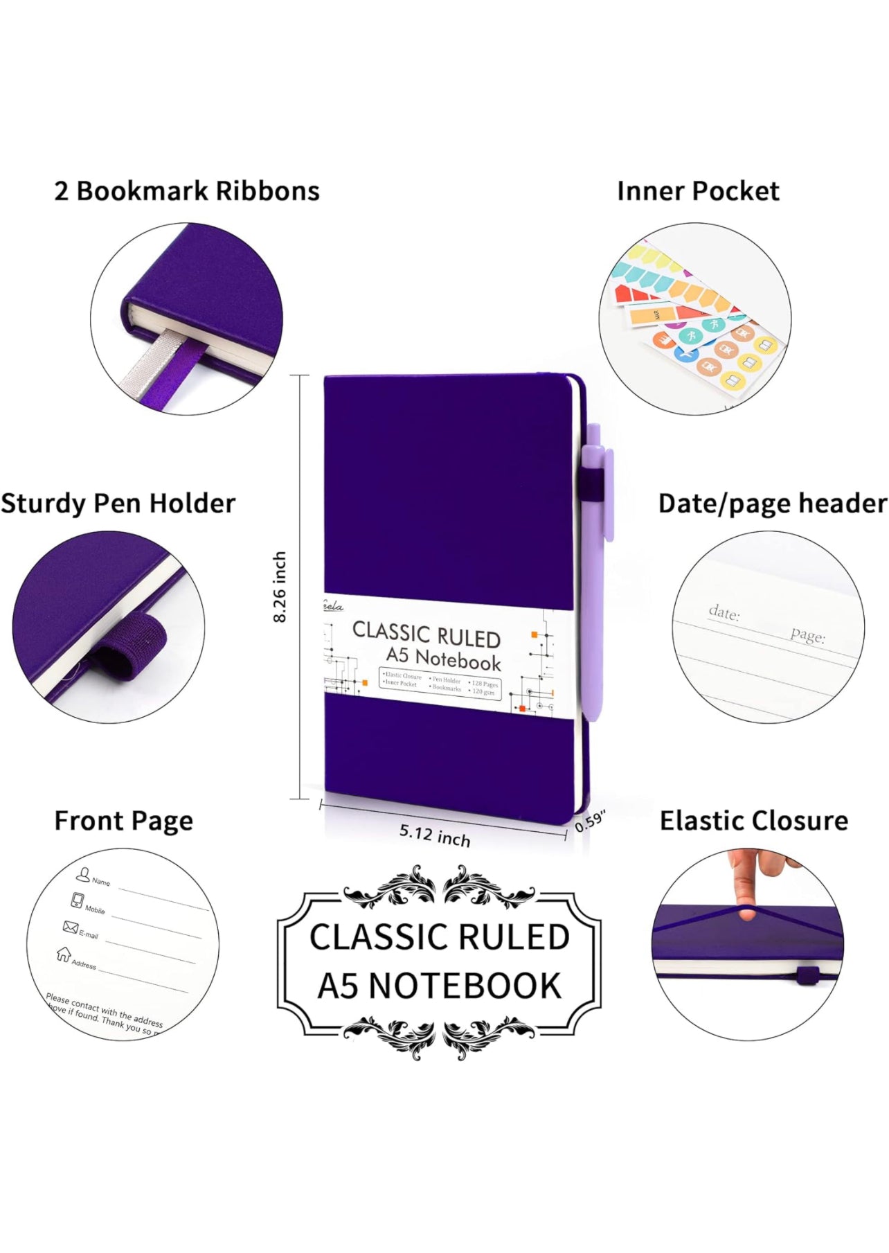 Design Personalized Faux Leather Hardcover Journal-Purple