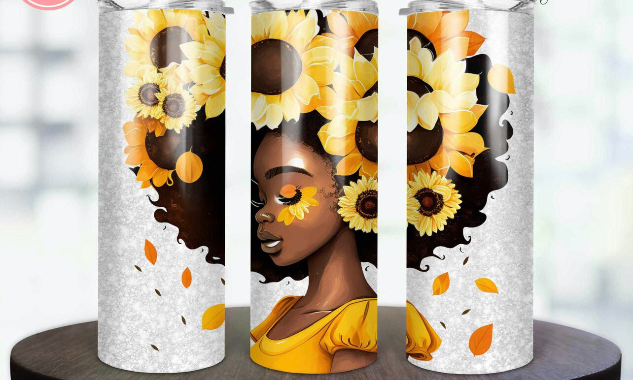 Yellow Daisy Girl Tumblers-20 oz